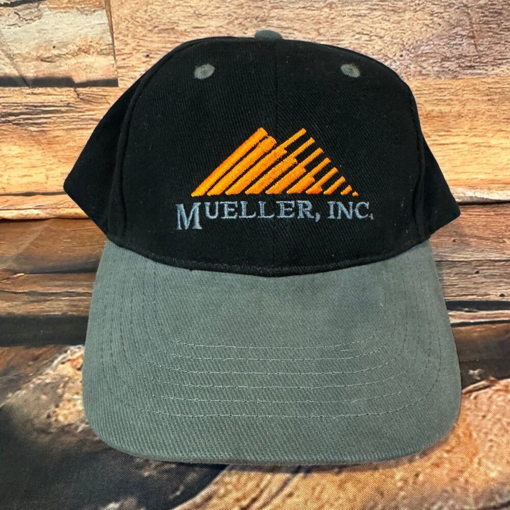 AIT HEADWEAR Baseball Cap Mueller Inc. Logo Men's Adjustable Black Gray Cotton